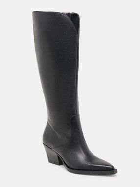 NWT Dolce Vita Raj Black Leather Extra Wide Calf Boots Size 6.5